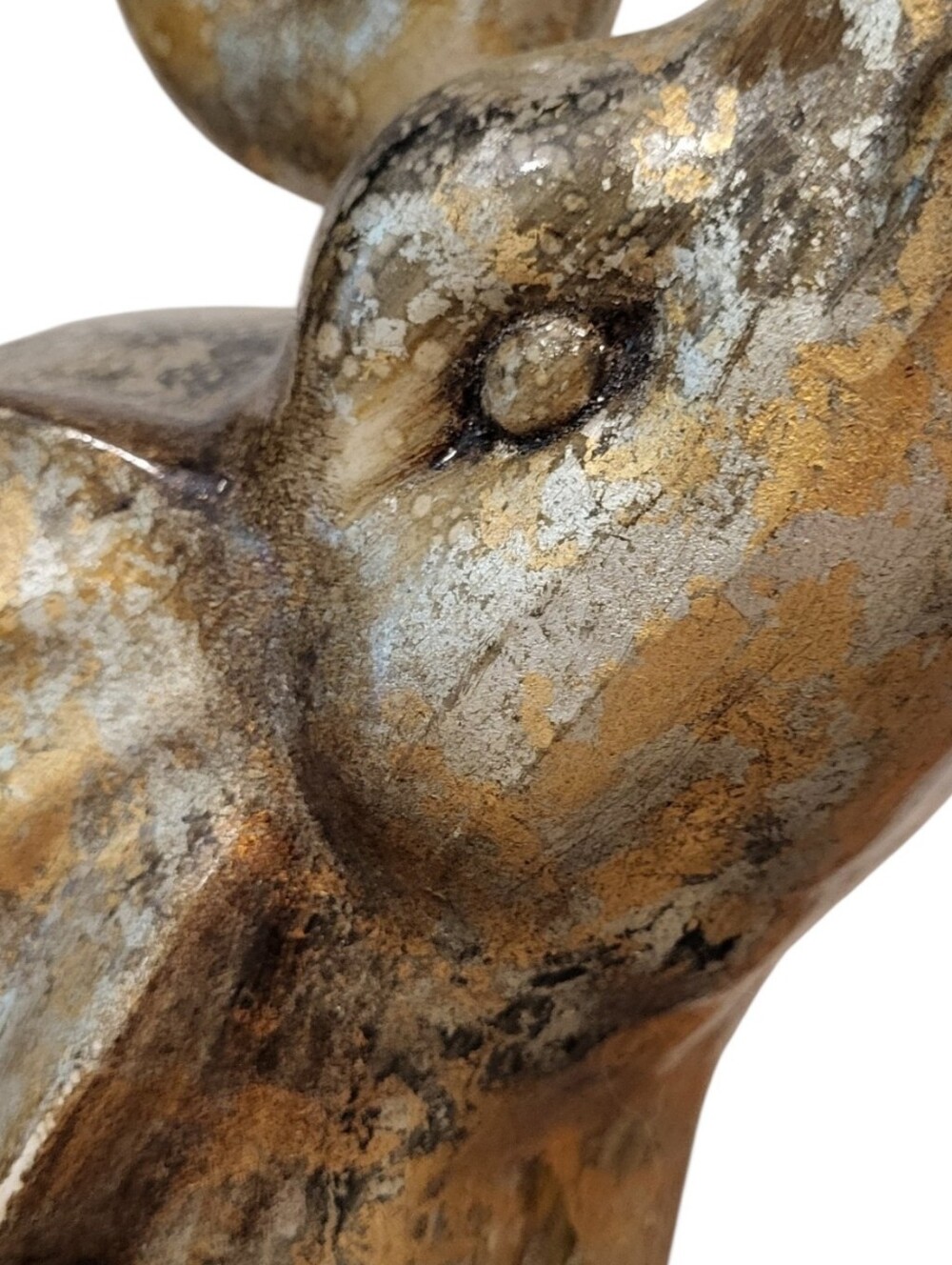 Vintage Distressed Patina Ceramic Trumpeting Elephant Statue. - Picture 4 of 10